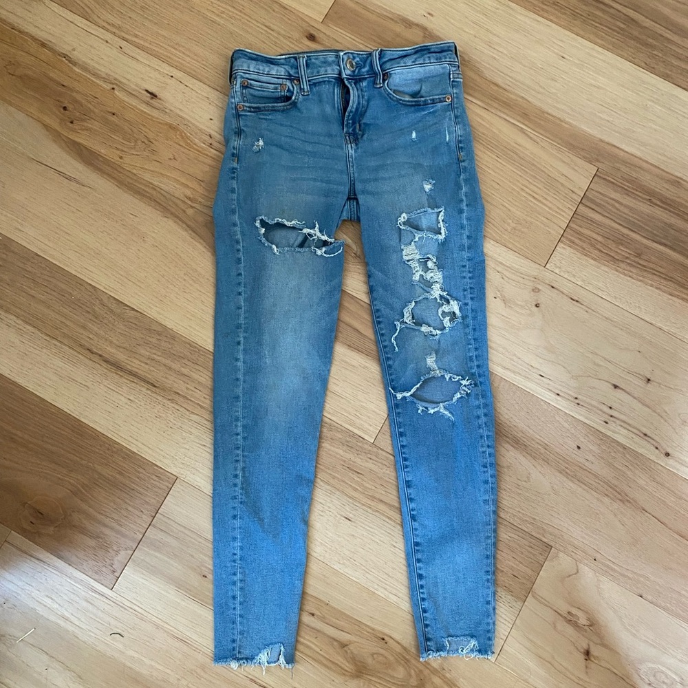 High Waisted Ripped Skinny Jeans